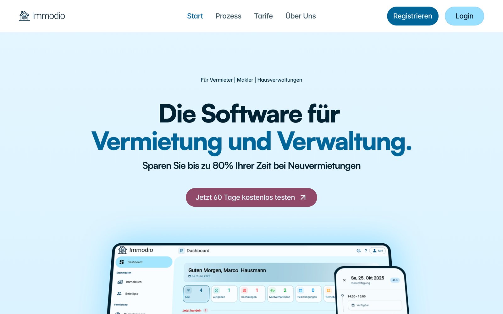 Immodio: Software für Vermietung und Verwaltung