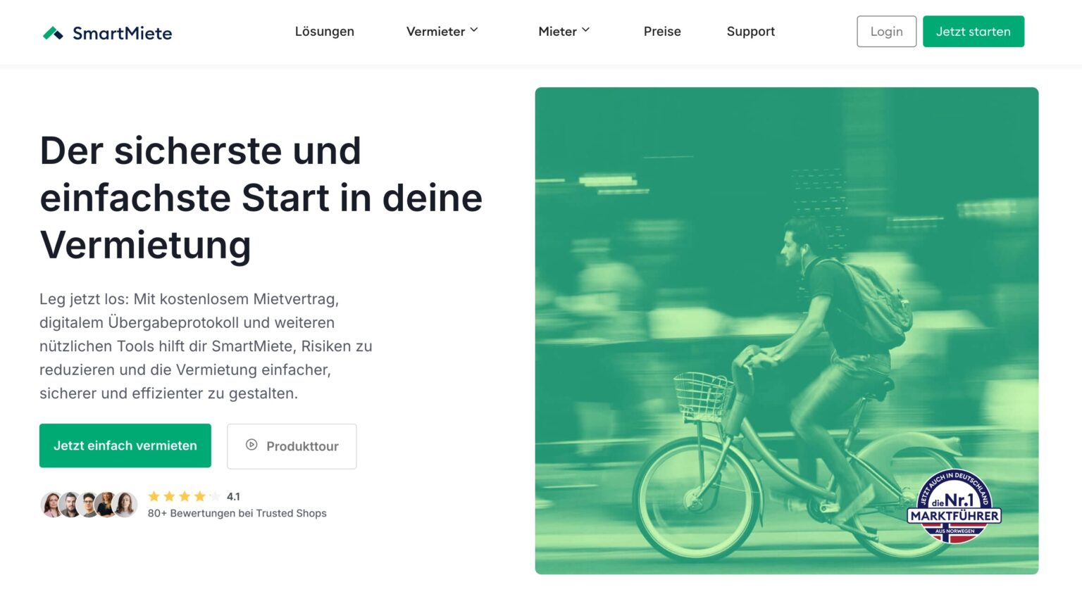 Startseite von Smartmiete (Screenshot, Stand November 2025)