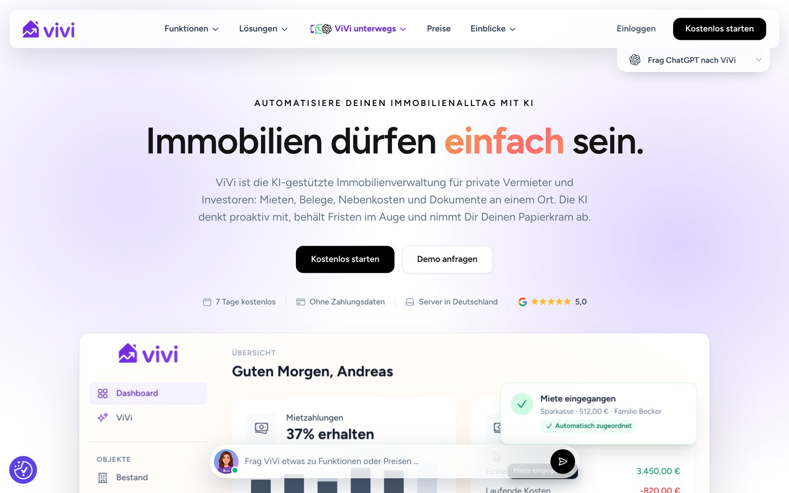 ViVi: KI-gestützte Immobilienverwaltung für private Vermieter